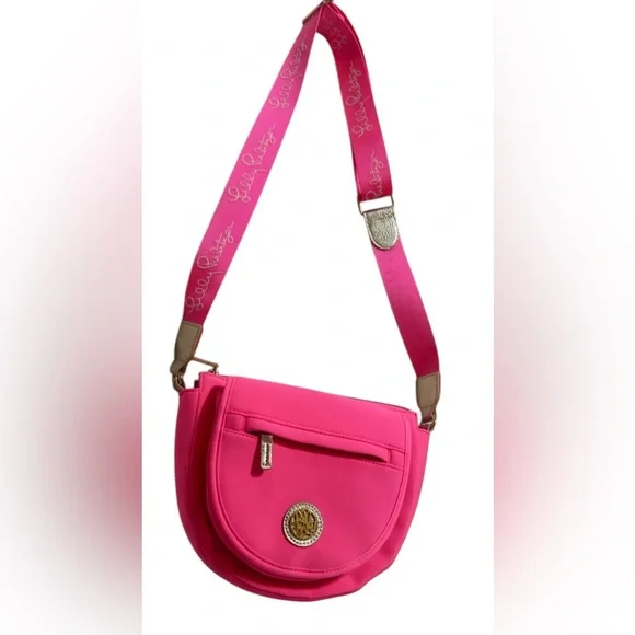 Lilly Pulitzer Giavanna Neon Hot Pink Crossbody Bag 10 x 8 Adjustable Strap NWOT - Picture 3 of 7